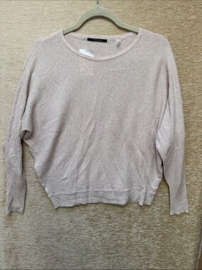 Tahari Soft Cream Scoop Neck Ribbed Sweater